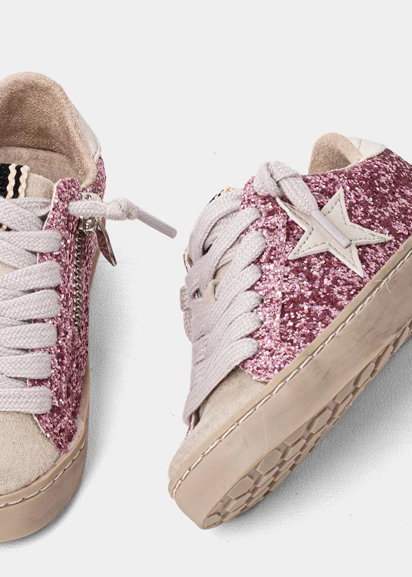 Paula Toddler Sneakers - Fuchsia Glitter Children Shoes ShuShop 