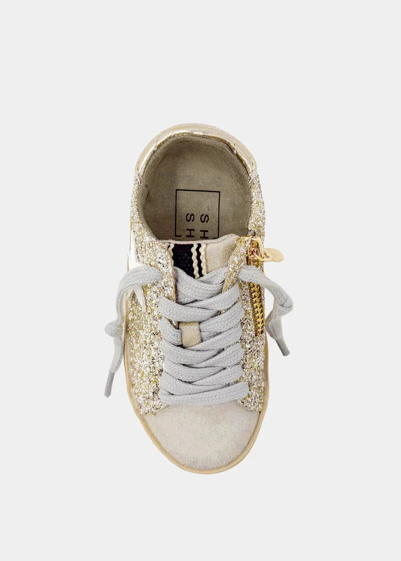 Paula Toddler Sneakers - Golden Glitter Children Shoes ShuShop 