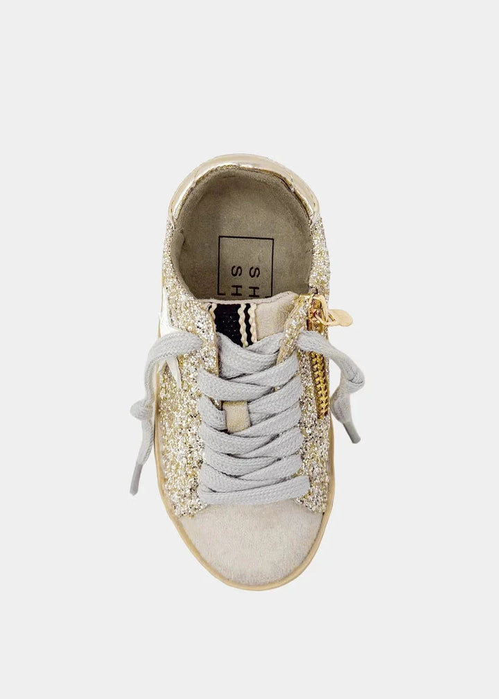 Paula Toddler Sneakers - Golden Glitter Children Shoes ShuShop 
