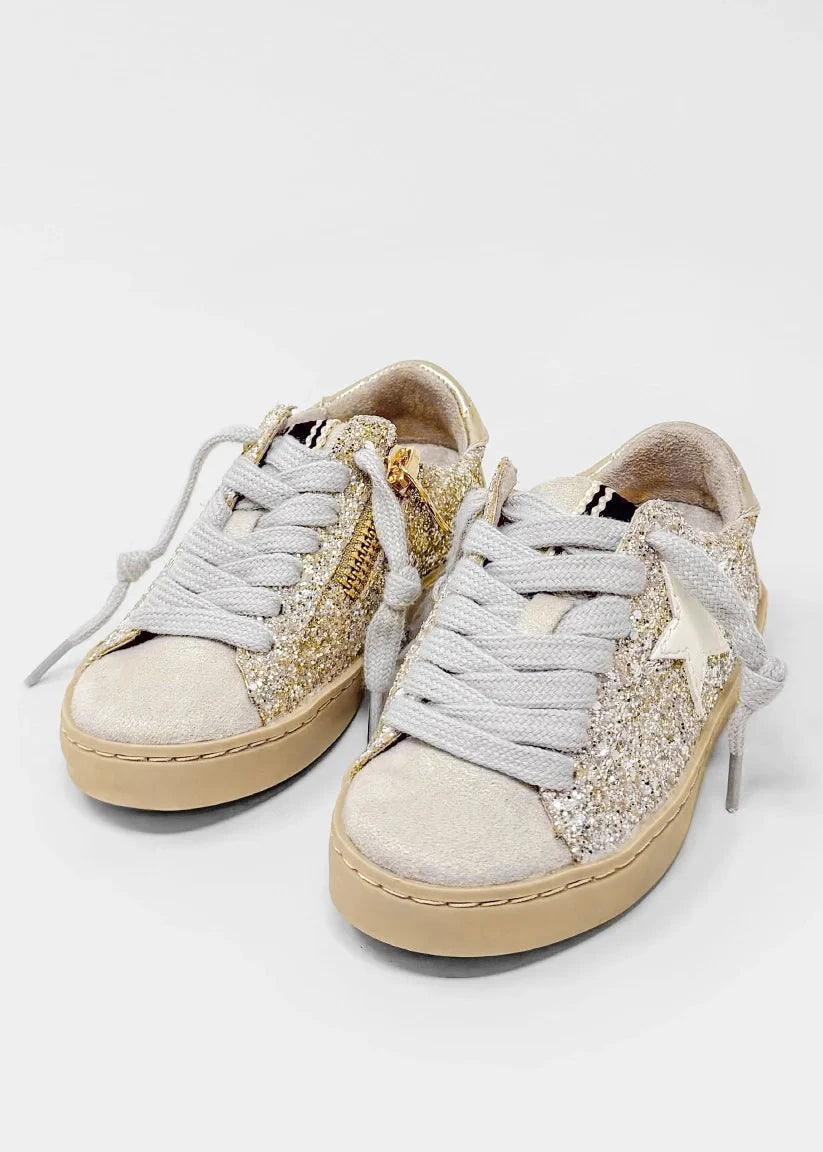 Paula Toddler Sneakers - Golden Glitter Children Shoes ShuShop 