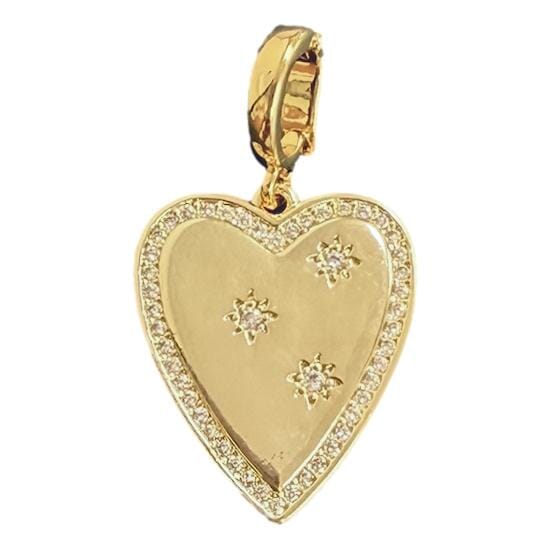 Pave and Gold Heart Clip-on Charm Necklace Charm AF Design Group 