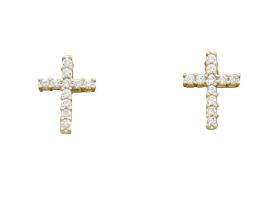 Pave Cross Earrings - Gold Womens Earrings Golden Stella 