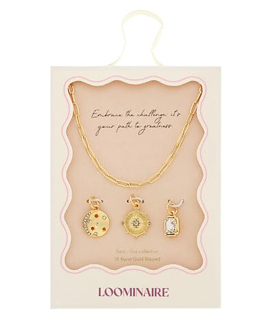 Pave Crystal 3 Multi Charm Set Necklace (Copy) Womens Necklace Golden Stella 