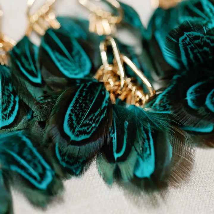 Peacock Feather Fall Statement Tassel Earrings Womens Earrings St. Armands Designs 