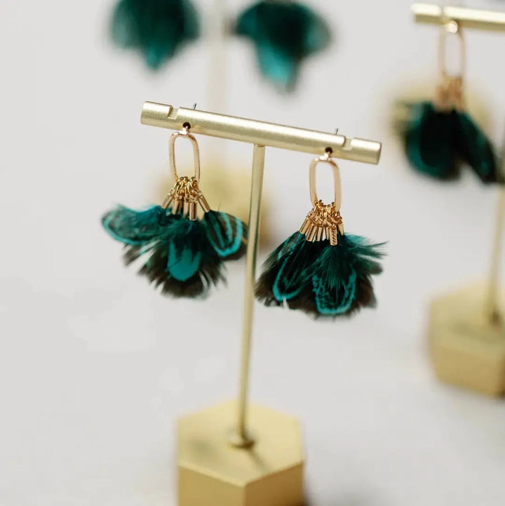 Peacock Feather Fall Statement Tassel Earrings Womens Earrings St. Armands Designs 