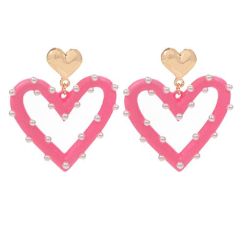 Pearl & Color Coated Heart Earrings Womens Earrings Golden Stella 