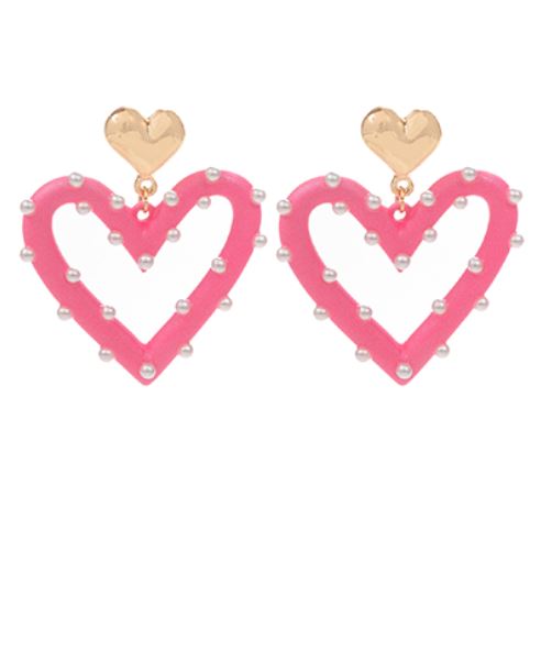 Pearl & Color Coated Heart Earrings Womens Earrings Golden Stella 