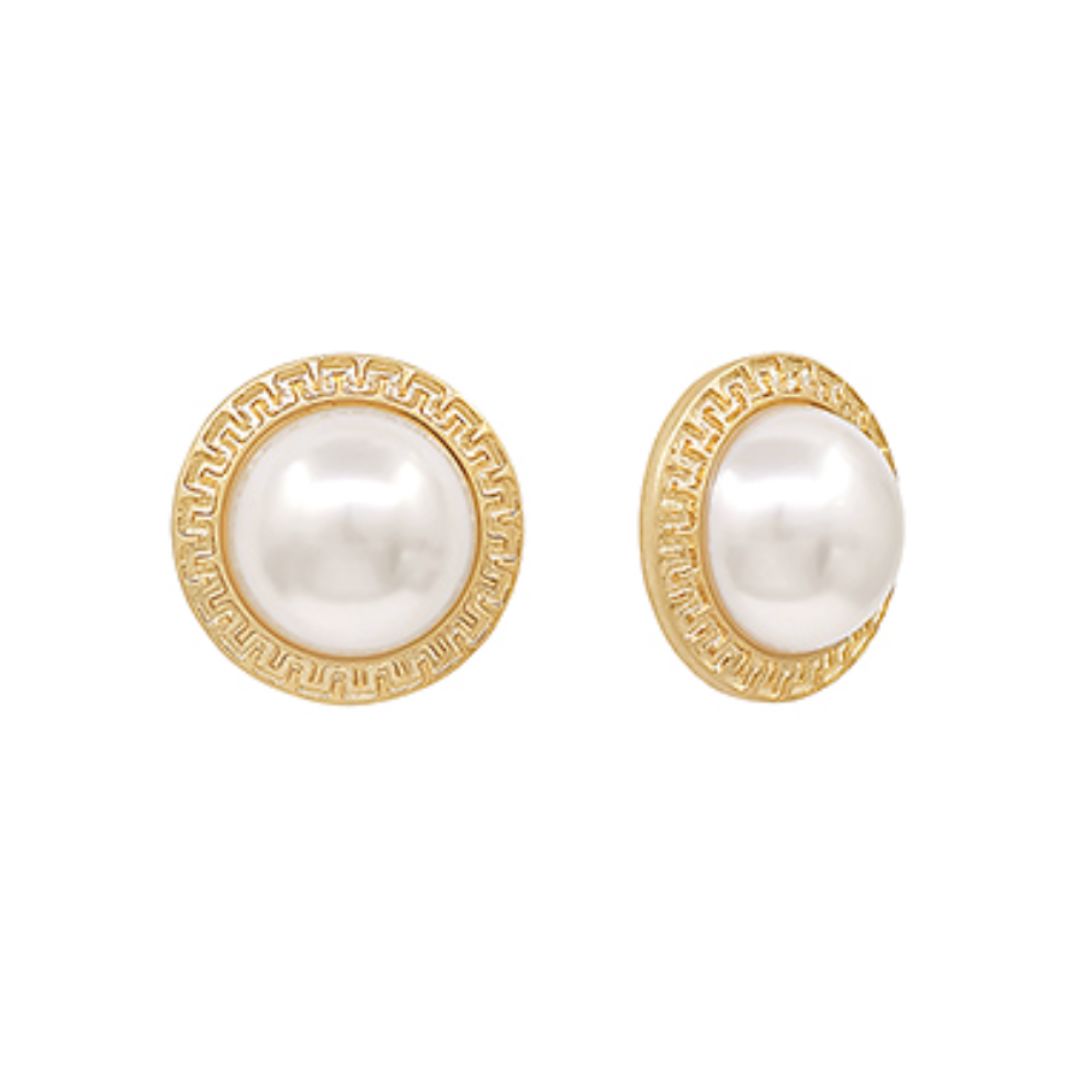 Pearl Gold Round Earrings Womens Earrings Golden Stella 