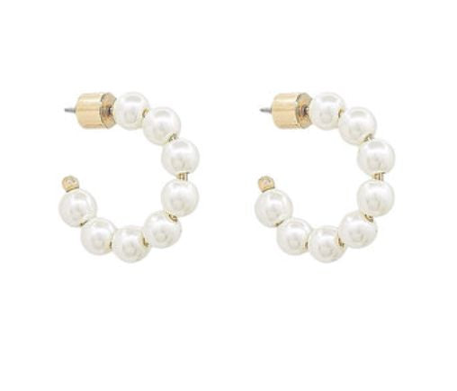 Pearl Hoop Earrings 25mm Womens Earrings Golden Stella 