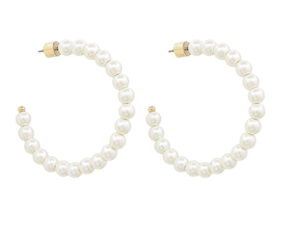 Pearl Hoop Earrings 43mm Womens Earrings Golden Stella 