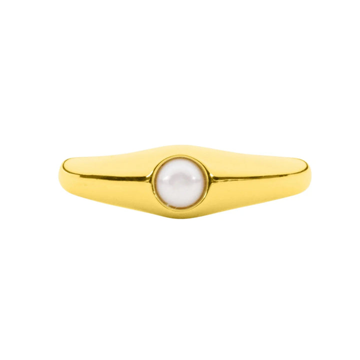 Pearl Signet Ring - Gold Womens Ring FYB 