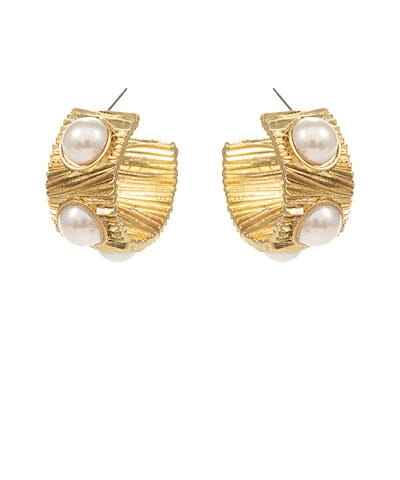 Pearl Station Open Hoops Womens Earrings Golden Stella 
