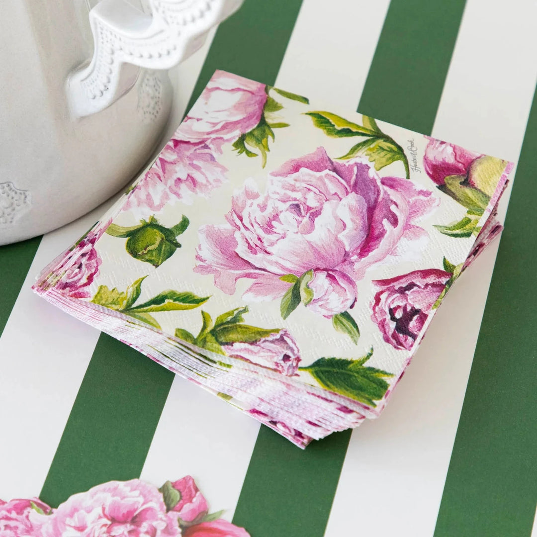Peony Cocktail Napkins Cocktail Napkins Hester and Cook 
