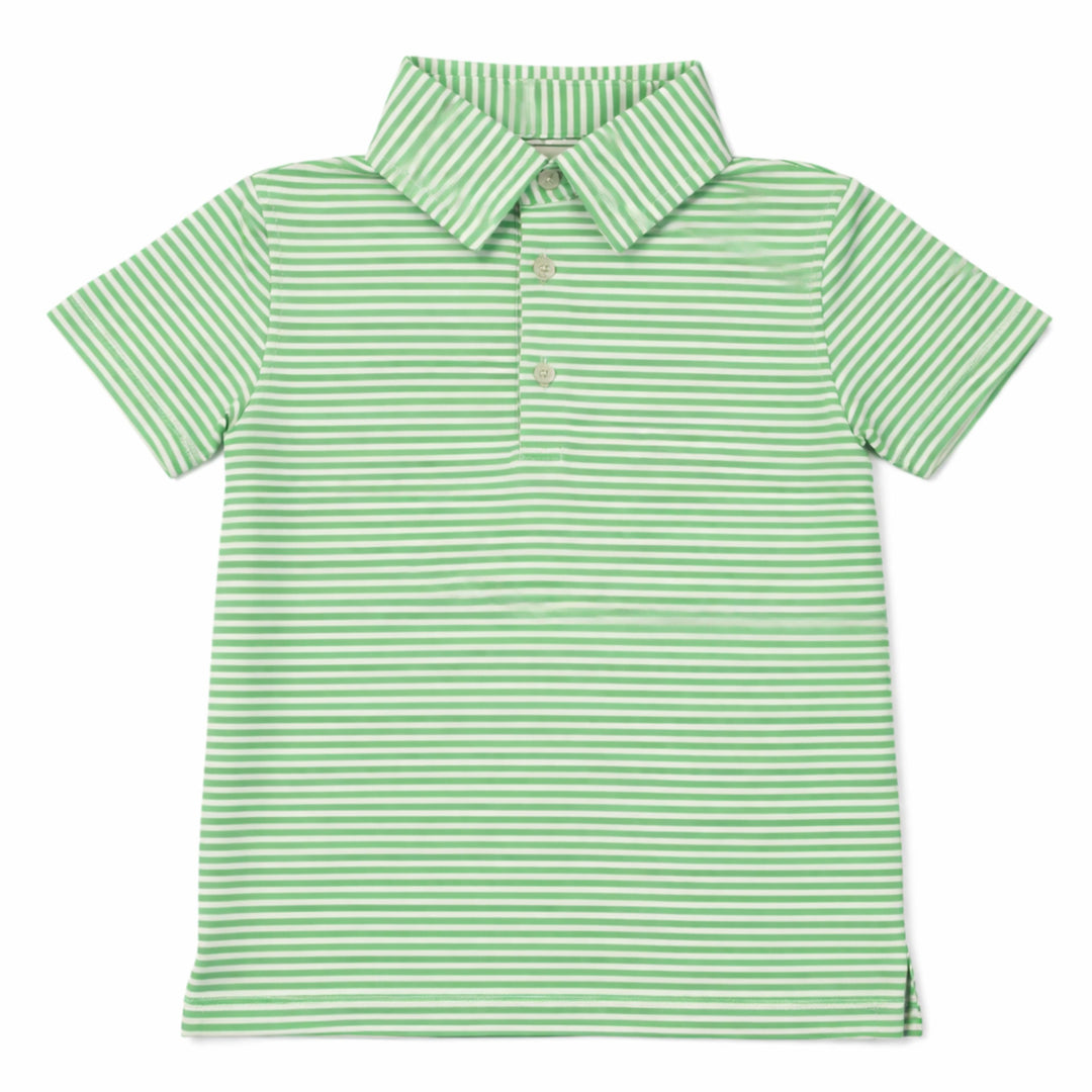 Performance Youth Polo - Bright Green and White Stripe Boy Shirt Meripex 
