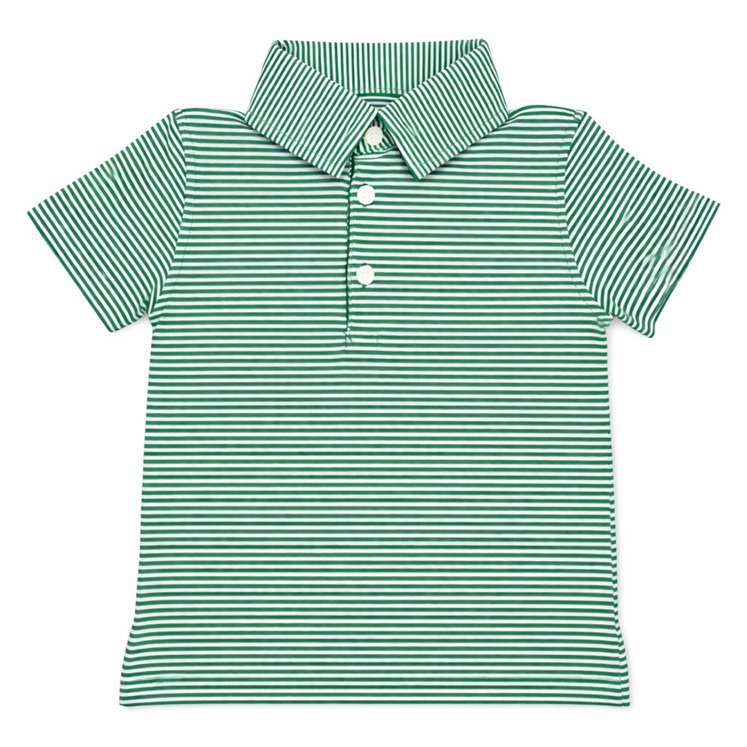 Performance Youth Polo - Green and White Stripe Boy Shirt Meripex 