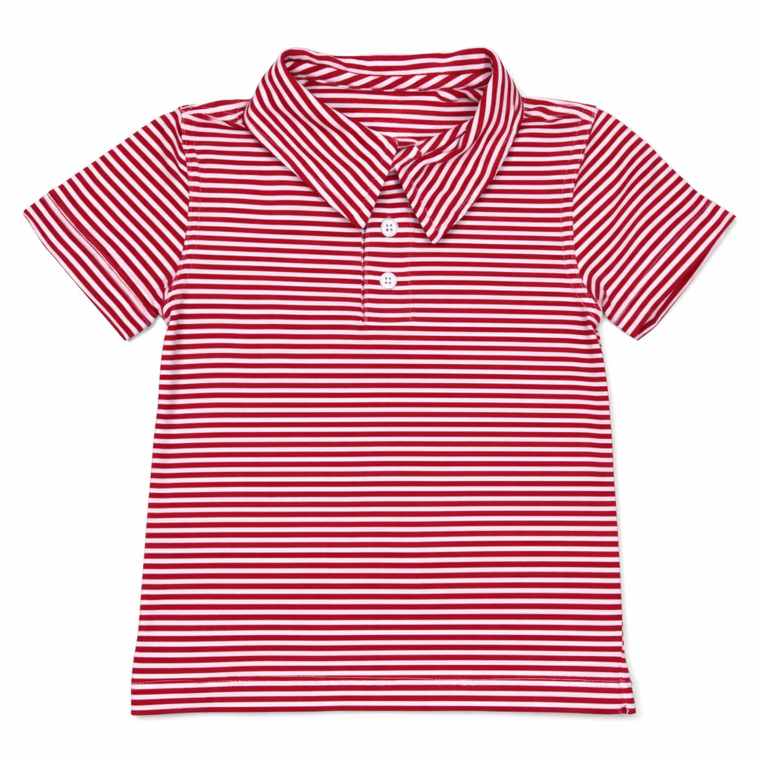 Performance Youth Polo - Red and White Stripe Boy Shirt Meripex 