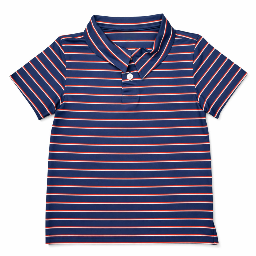 Performance Youth Polo - Red, White and Navy Stripes Boy Shirt Meripex 