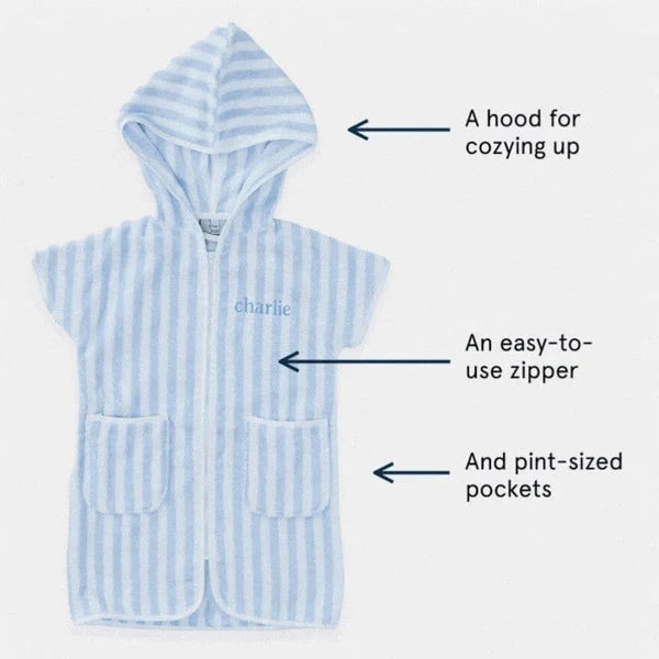 Personalized Kids’ Cover Up - Light Blue Stripe Girl Cover Up Weezie 