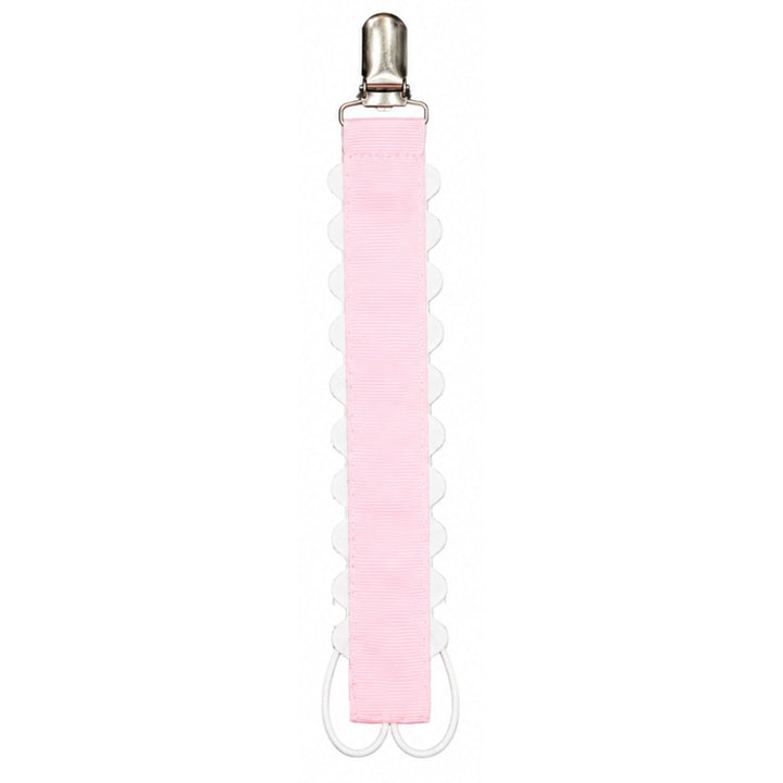Personalized Scalloped Paci Clips Baby Accessories ZsaZsa and Lolli Pearl Pink 