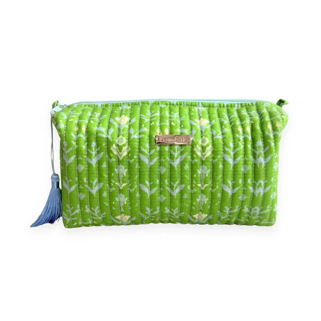 Petal Garden Green Cosmetic Bag Cosmetic/Accessories Bags Laura Park Design Large 