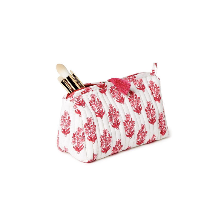 Petal Party Quilted Cosmetic Bags - Cerise Pink Floral Cosmetic/Accessories Bags Queens Designs 