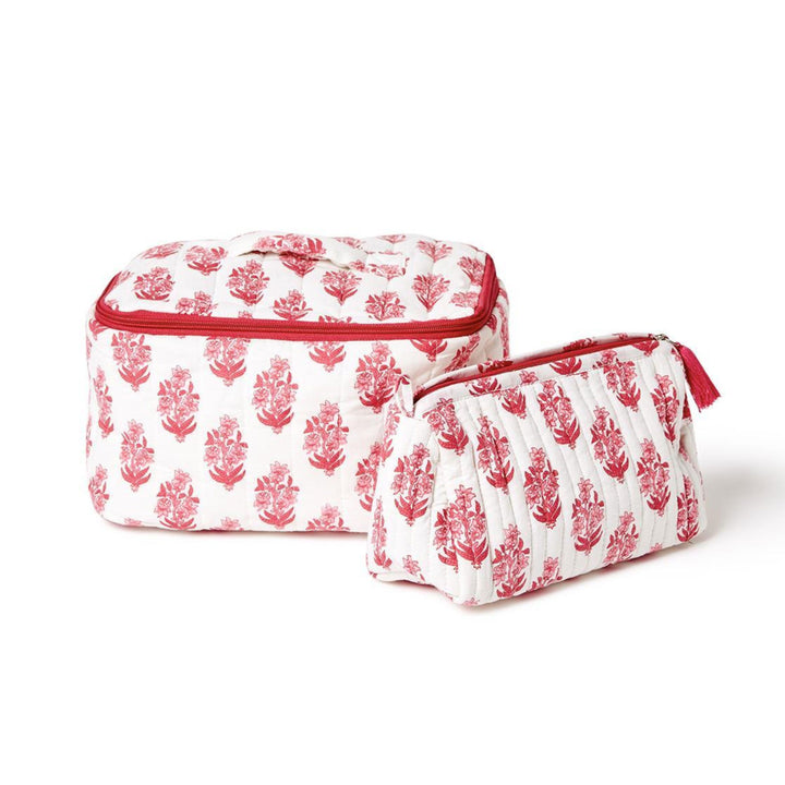 Petal Party Quilted Cosmetic Bags - Cerise Pink Floral Cosmetic/Accessories Bags Queens Designs 