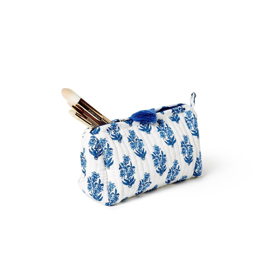 Petal Party Quilted Cosmetic Bags - Lapis Blue Floral Cosmetic/Accessories Bags Queens Designs Cosmetic Bag 