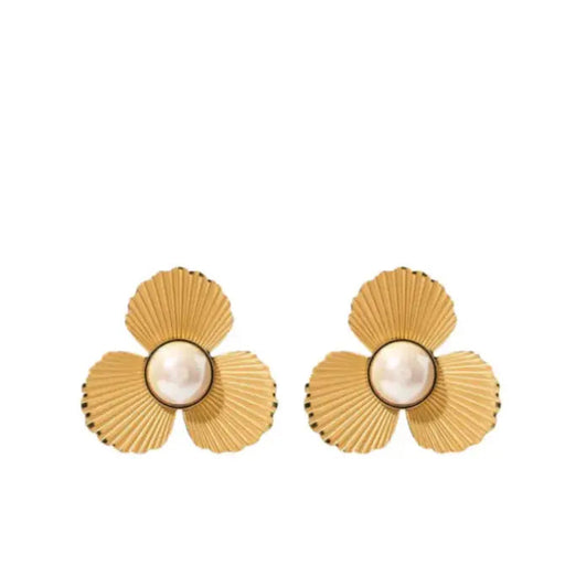 Petals and Pearl Stud Earrings Womens Earrings Accessories Concierge 