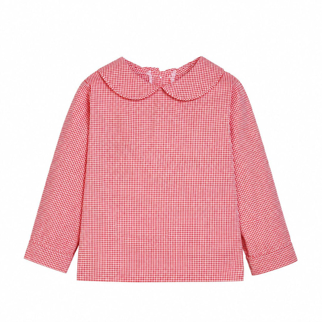 Peter Pan Shirt - Red Mini Gingham Boy Shirt Little English 