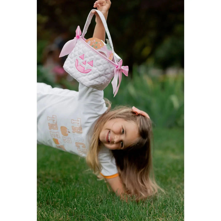 Petite Pumpkin Tote- Pink Halloween Bag Bits & Bows 