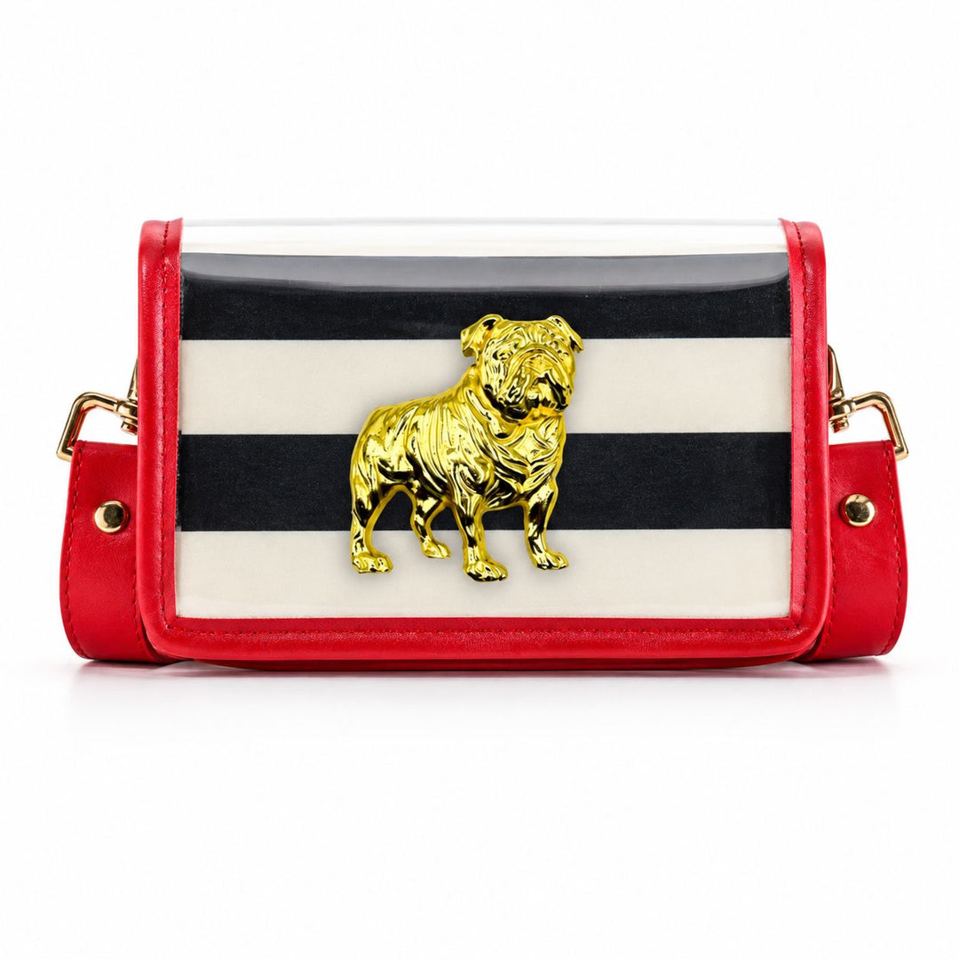 Petite Stadium Bag - Black and White Stripe with Bulldog Purse Garland Bags 
