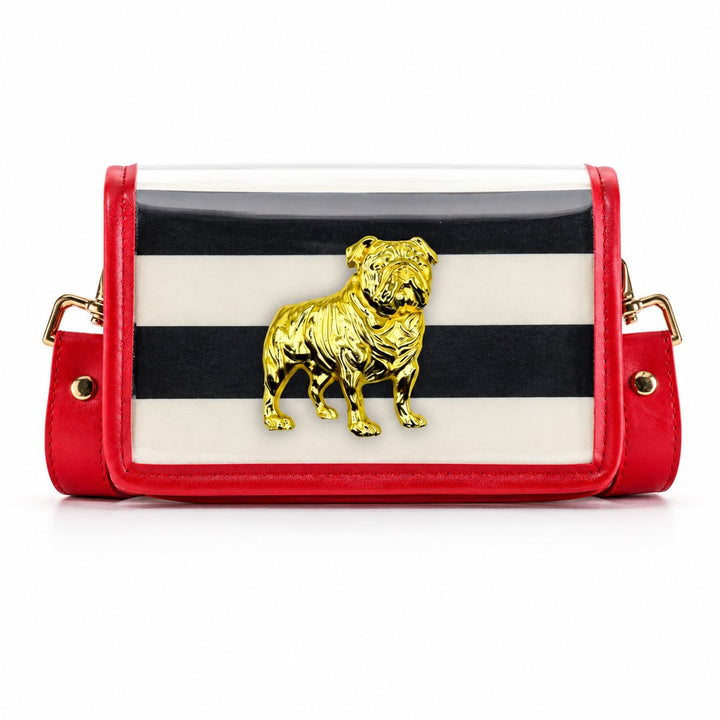 Petite Stadium Bag - Black and White Stripe with Bulldog Purse Garland Bags 