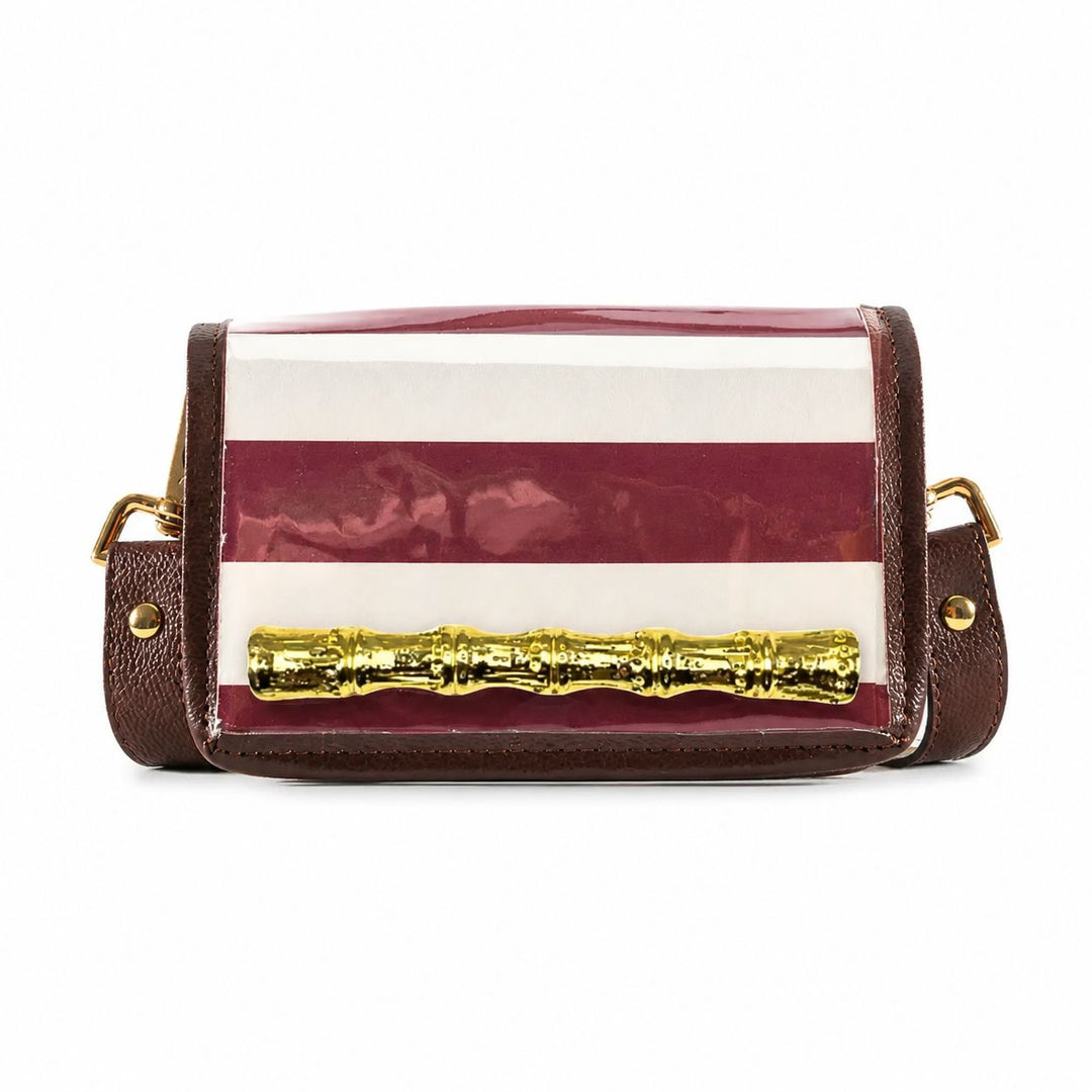 Petite Stadium Bag - Maroon Stripe with Gold Bamboo Purse Garland Bags 
