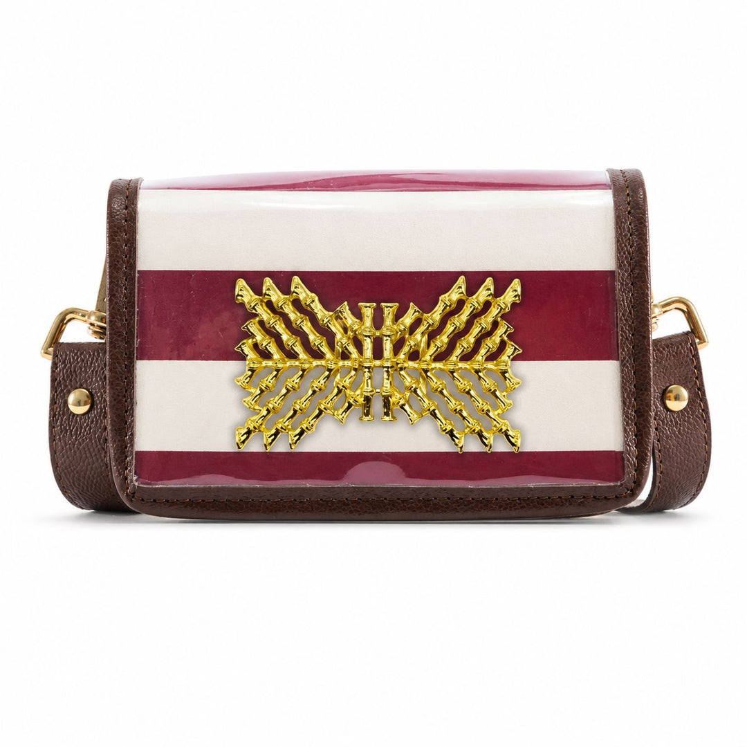 Petite Stadium Bag - Maroon Stripe with XX Bamboo Purse Garland Bags 
