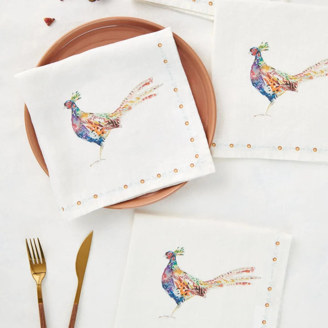 Pheasants Cocktail Napkins - Set of 4 Cocktail Napkins Darling Lemon 