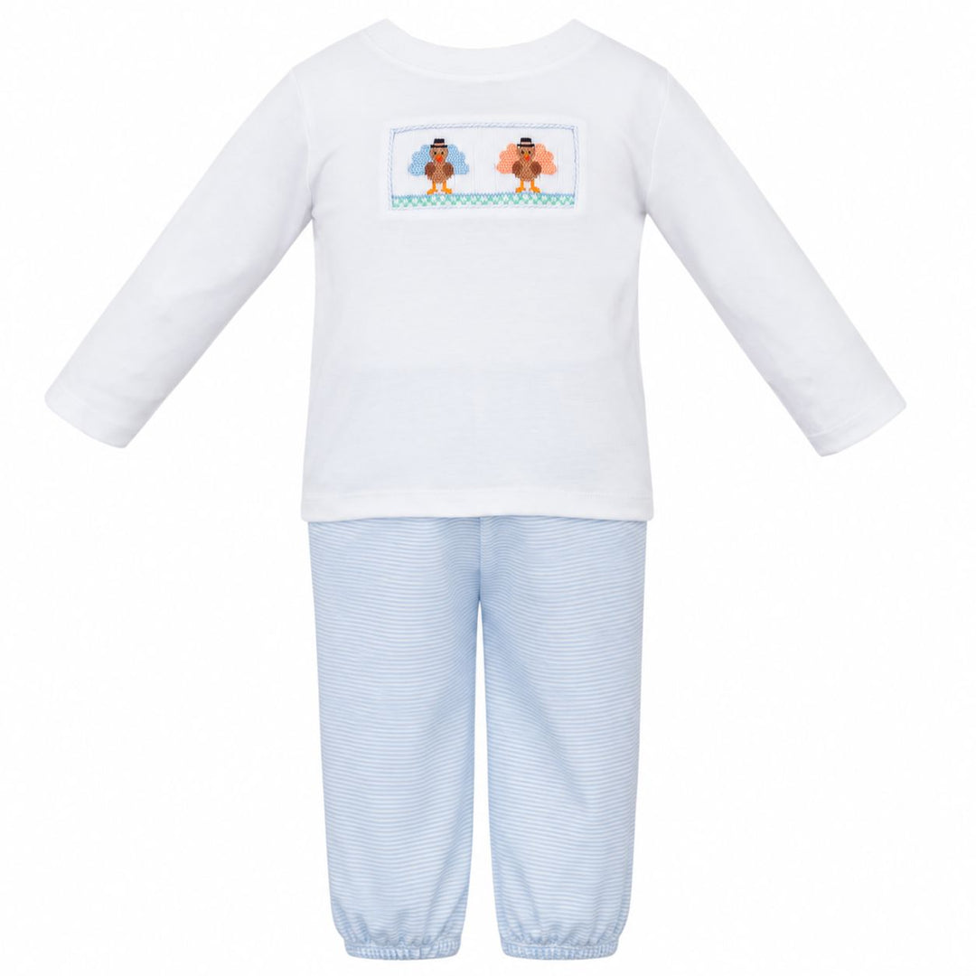 Pilgrim Turkey Smocked Knit Pant Set Boy Set Petit Bebe 