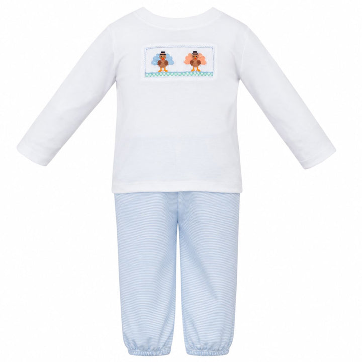 Pilgrim Turkey Smocked Knit Pant Set Boy Set Petit Bebe 