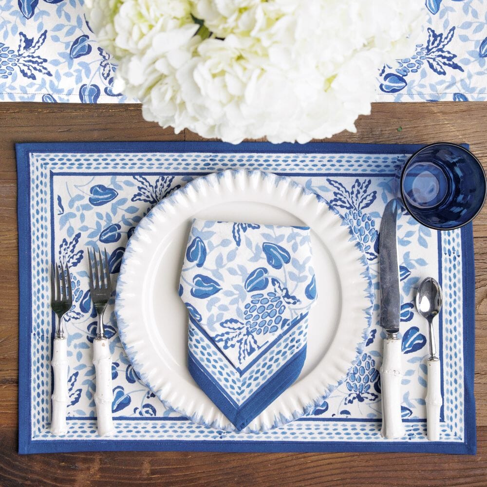 Pineapple Party Blue/White Placemat - Set of 4 Placemats Pomegranate 
