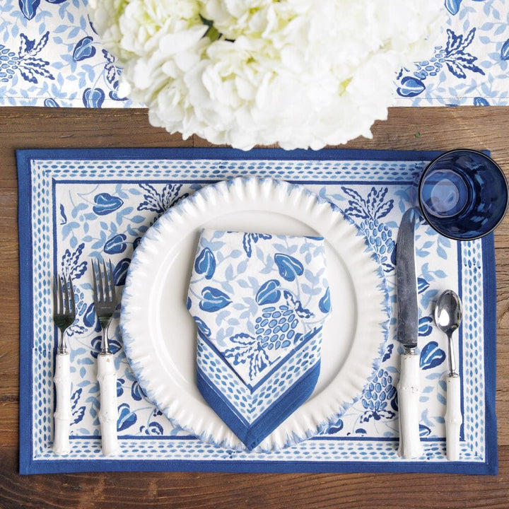 Pineapple Party Blue/White Placemat - Set of 4 Placemats Pomegranate 