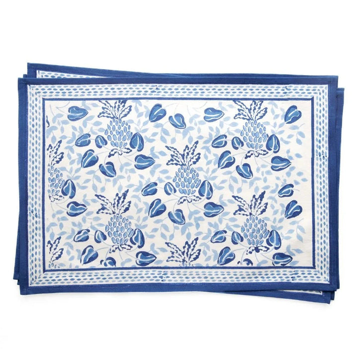 Pineapple Party Blue/White Placemat - Set of 4 Placemats Pomegranate 