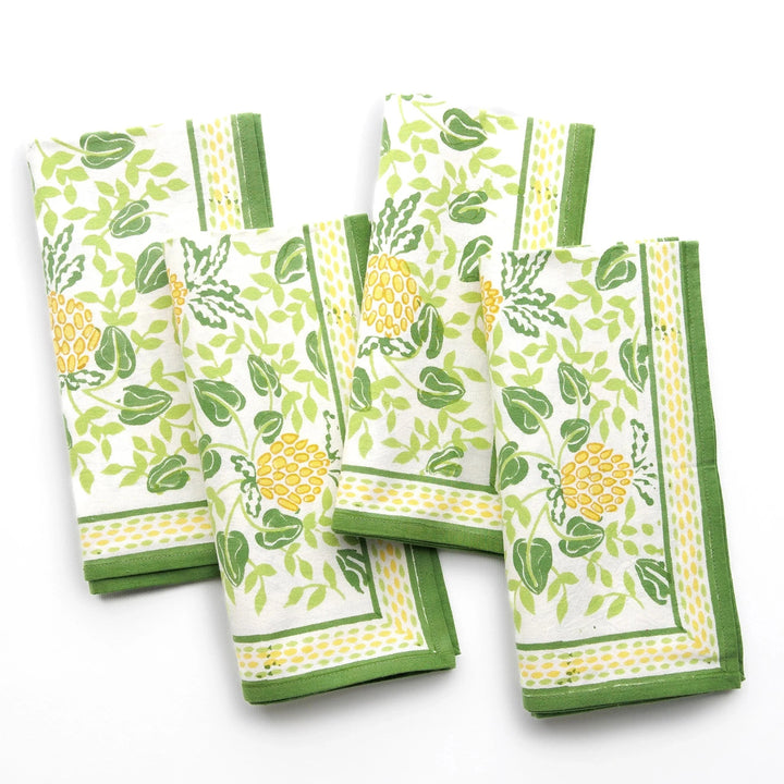 Pineapple Party Green/Yellow Napkins - Set of 4 Dinner Napkins Pomegranate 