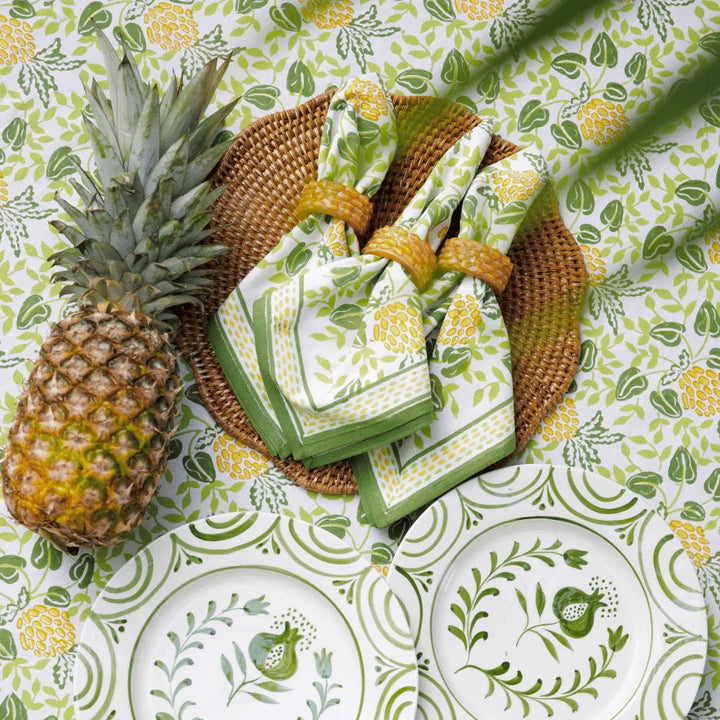 Pineapple Party Green/Yellow Napkins - Set of 4 Dinner Napkins Pomegranate 