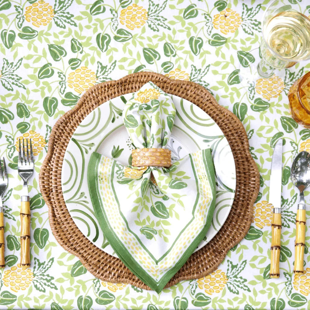 Pineapple Party Green/Yellow Napkins - Set of 4 Dinner Napkins Pomegranate 
