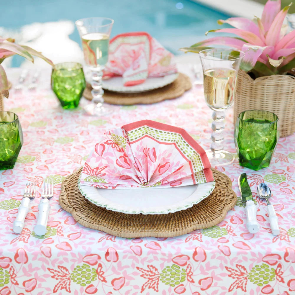 Pineapple Party Pink/Green Napkins - Set of 4 Dinner Napkins Pomegranate 