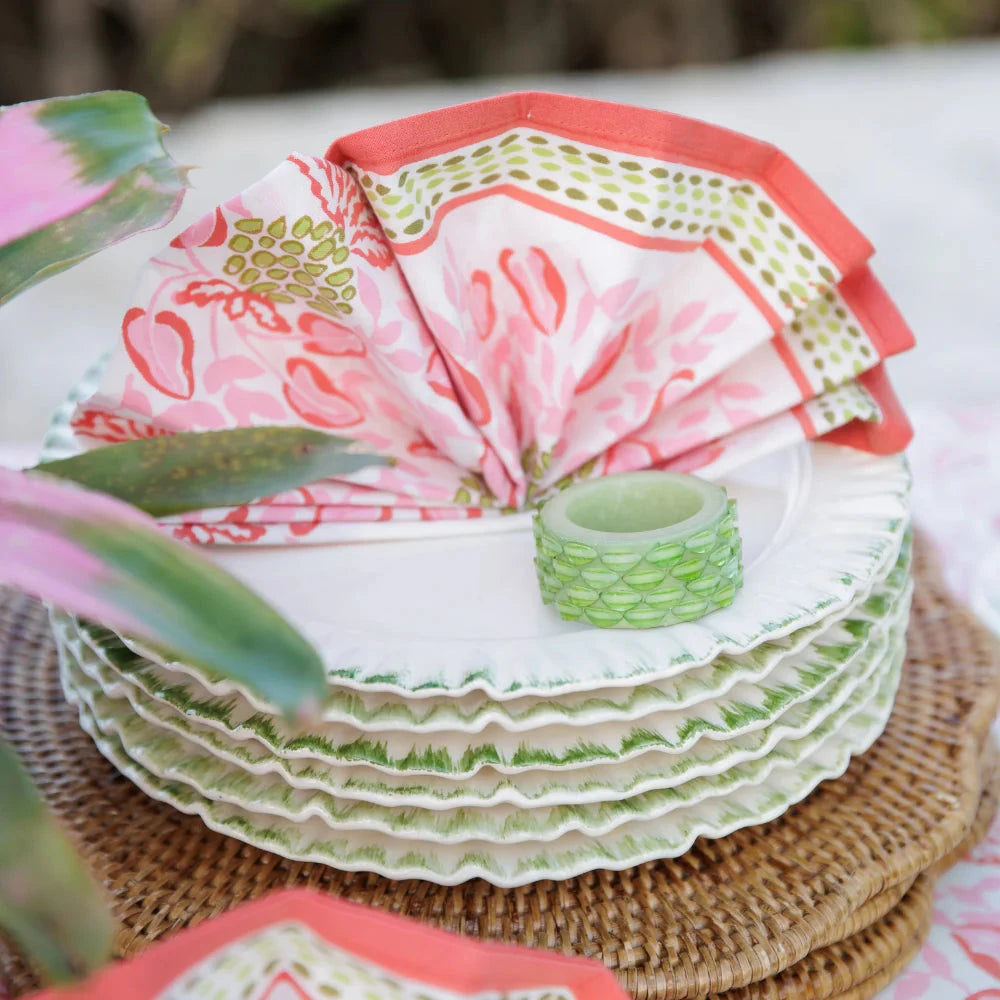 Pineapple Party Pink/Green Napkins - Set of 4 Dinner Napkins Pomegranate 