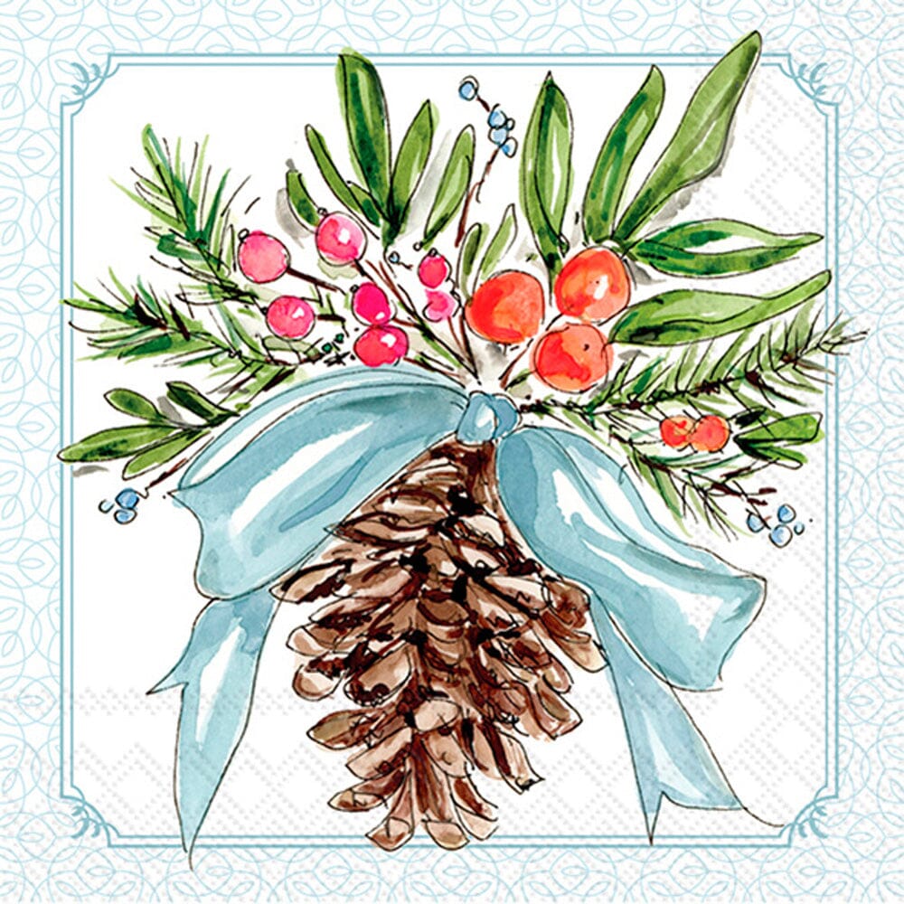 Pinecones And Ribbons Cocktail Napkin Cocktail Napkins Boston International 