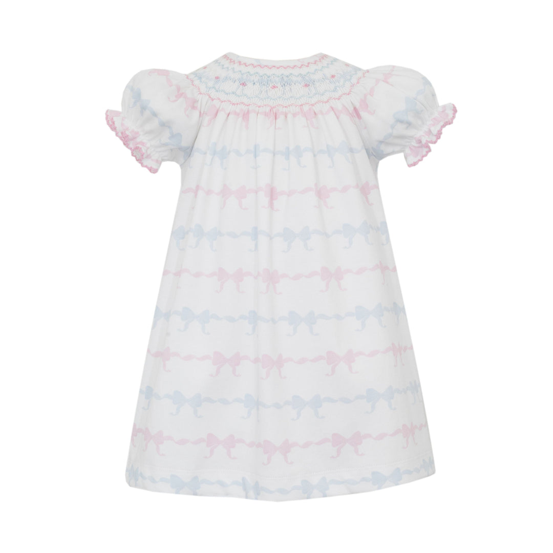 Pink and Blue Bows Knit Bishop Girl Dress Petit Bebe 