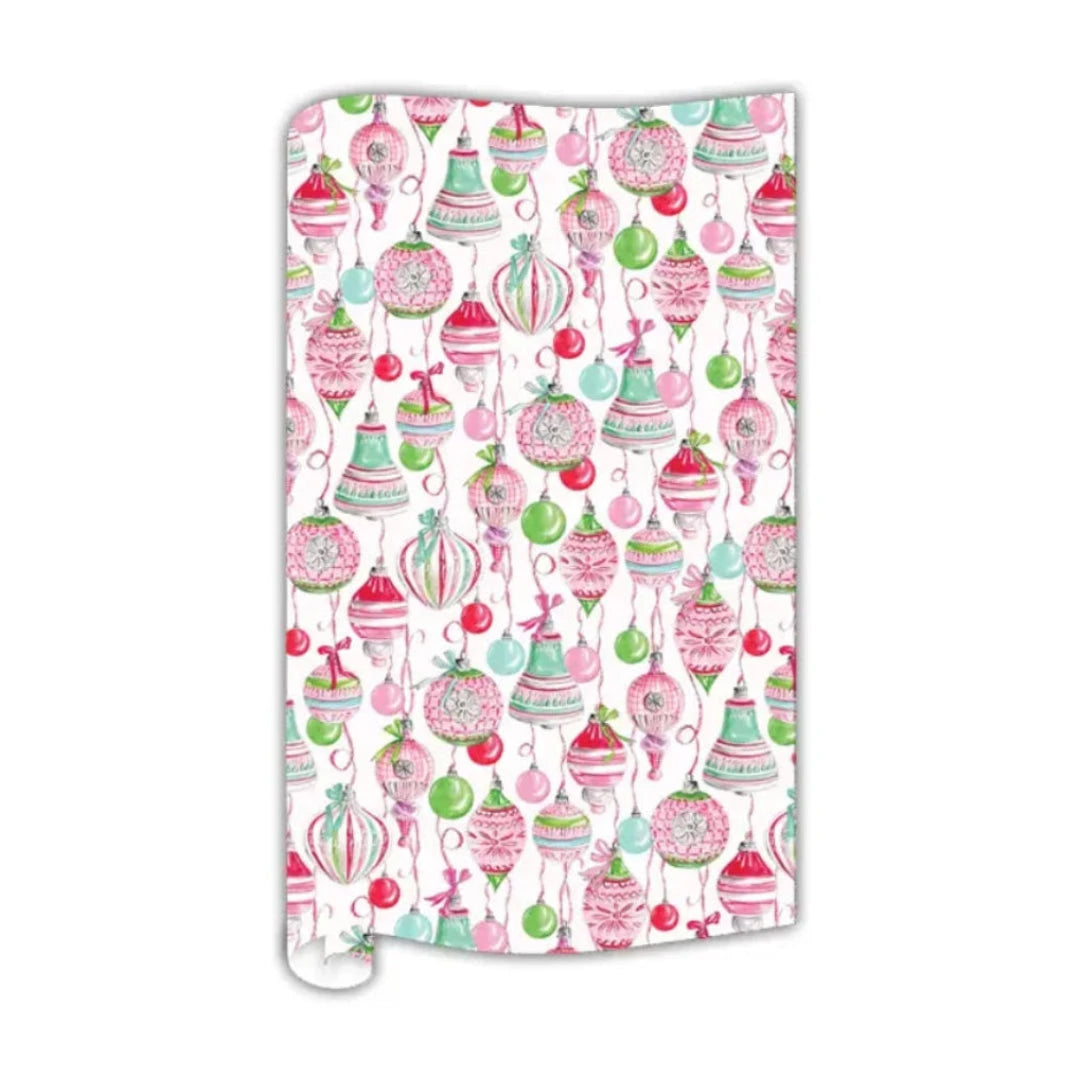 Pink and Green Hanging Vintage Ornaments Wrapping Paper Wrapping Paper Rosanne Beck 