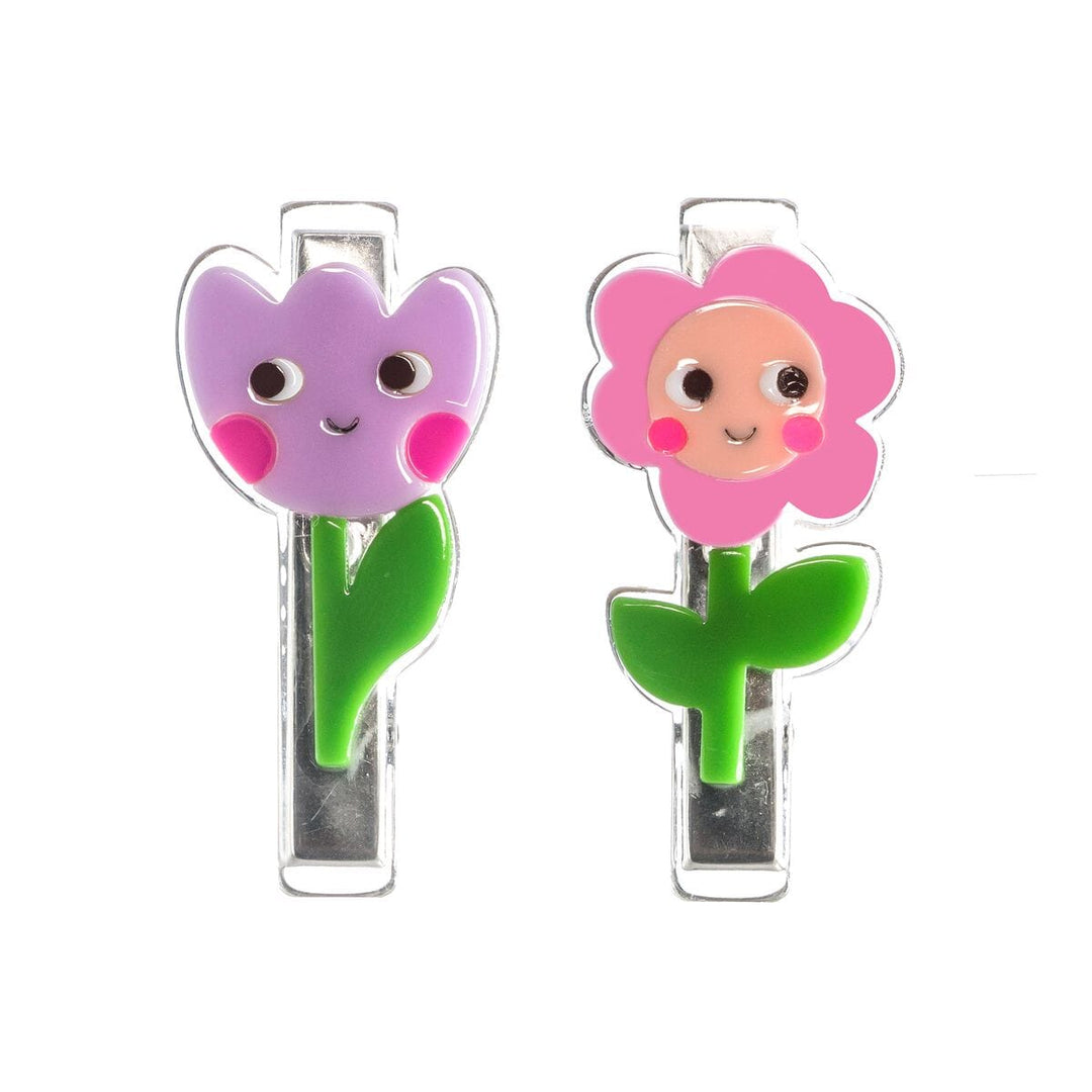 Pink and Purple Flowers Alligator Clips Girl Hair Accessory Lilies and Roses 