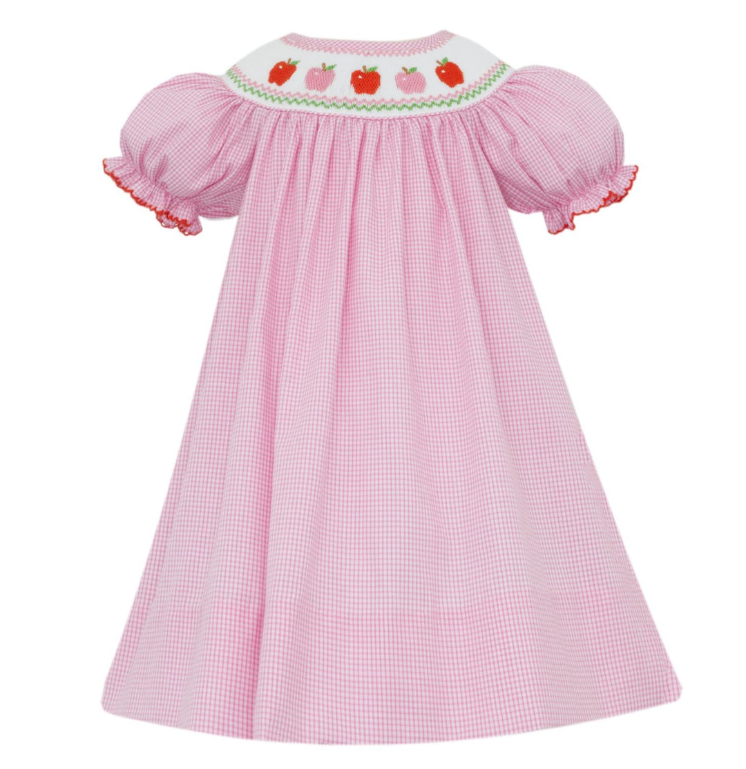 Pink and Red Apples Smocked Bishop Dress Girl Dress Petit Bebe 